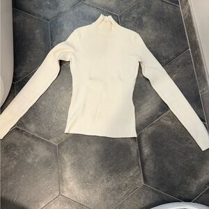 Maje Cream Ribbed Turtleneck Sweater